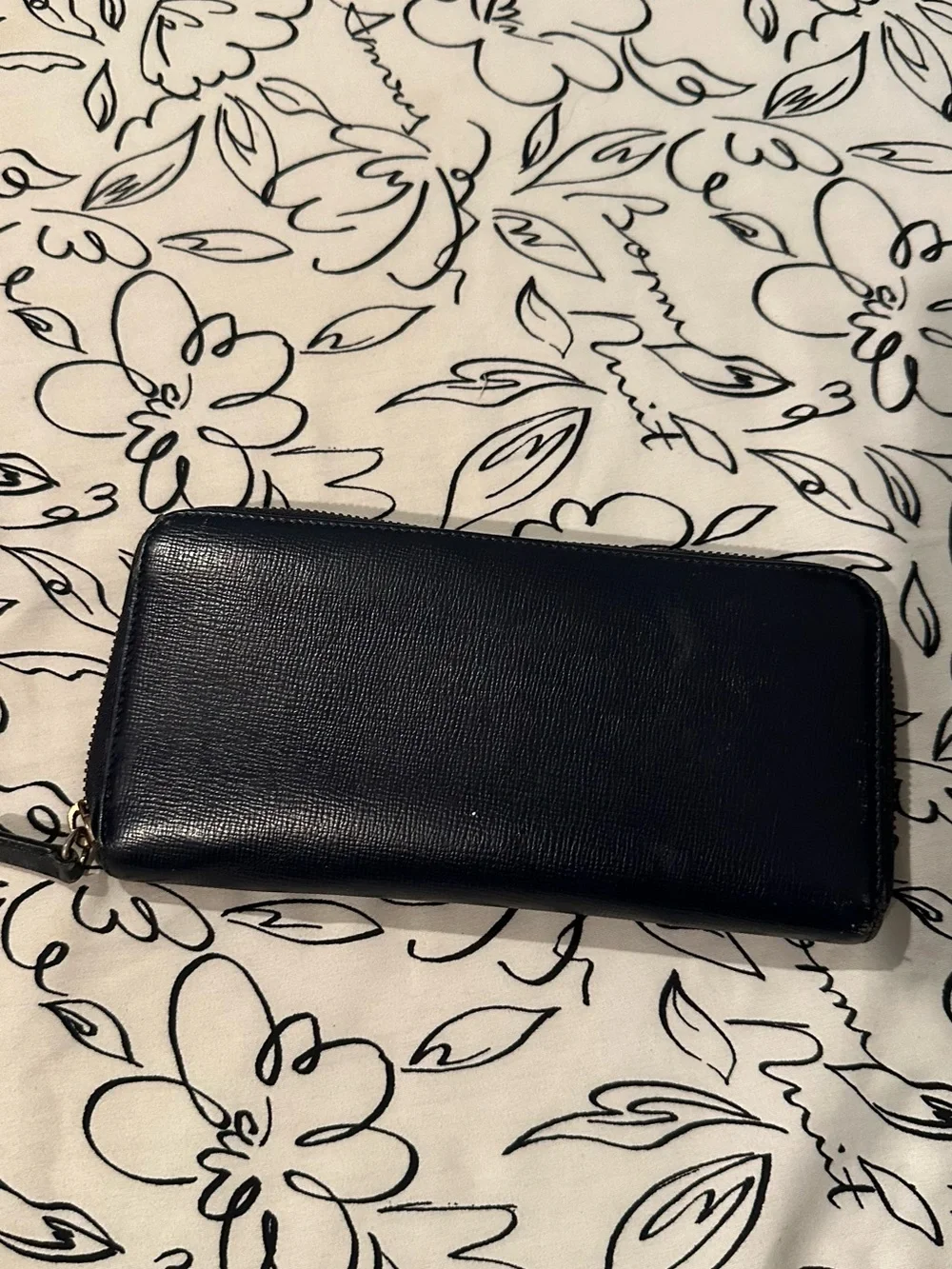 Dunhill Leather Zip Wallet - Navy Blue